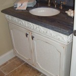 Distressed Painted Vanity with Granite Top and Inset Sink