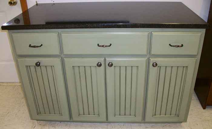 Hampton Vanity with Solid Granite Top and a Sage Finish