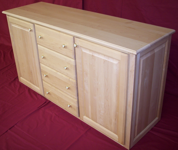 Solid Hard Maple Dresser Square Raised Panel Doors Drawer Bank