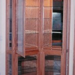 Solid Red Oak Curio with Glass Shelves and Mirrored Back