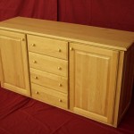 Solid Oak Raised Panel Door Dresser with Drawer Bank