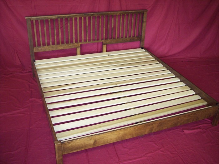 Solid Maple Bed with Poplar Slats & Spiced Walnut Stain