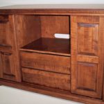 Curly Maple Raised Panel TV Cabinet – Open