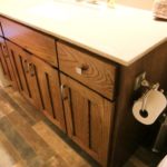 Solid Red Oak Flat Panel Powder Room Vanity